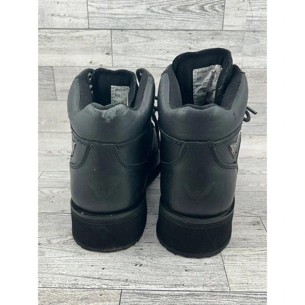 Thorogood Black Leather Lace Up Ankle Work Boots Mens 7.5‎ Wide Womens 9.5 Wide